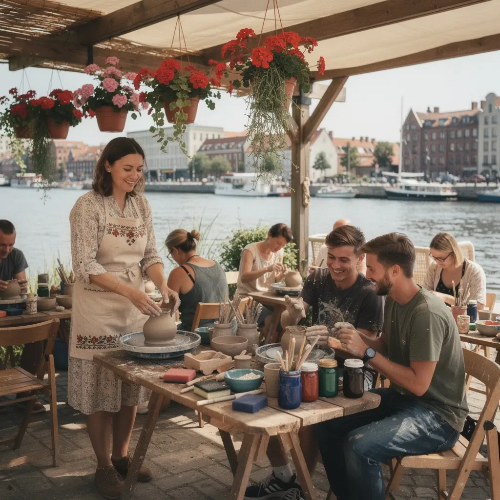 Grupa osób w sali warsztatowej, uczą się technik relaksacyjnych i medytacji.